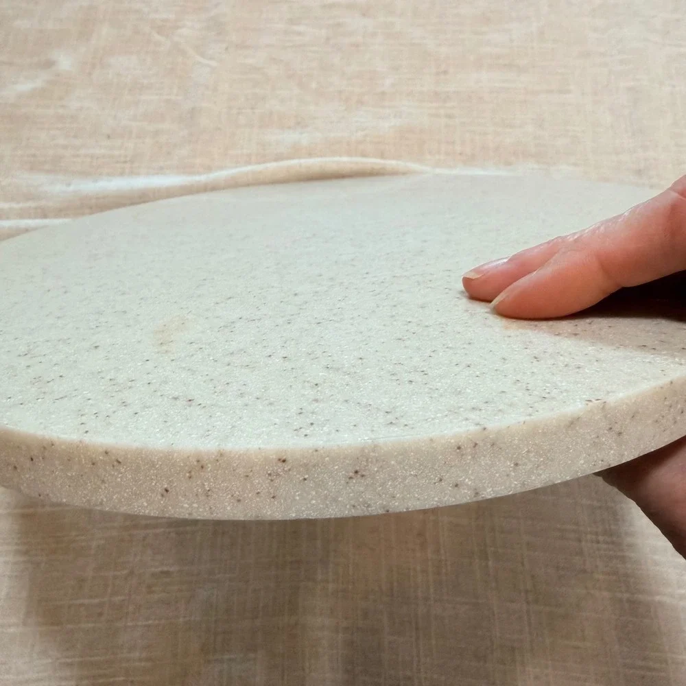 Vintage Oval Speckled Stone Look Cutting Board Serving Platter Beige 14x11